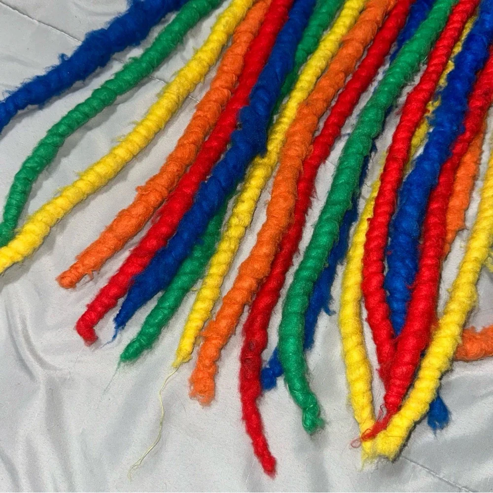 Rainbow Knit Faux Dread Yarn Cap Beanie Festival Rave Party (No Purple) Funny